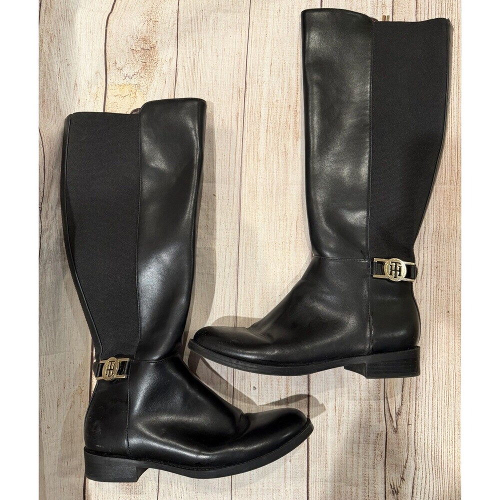 Tommy Hilfiger Women’s TWIZELLE-T Tall Riding Black Boots Size 7